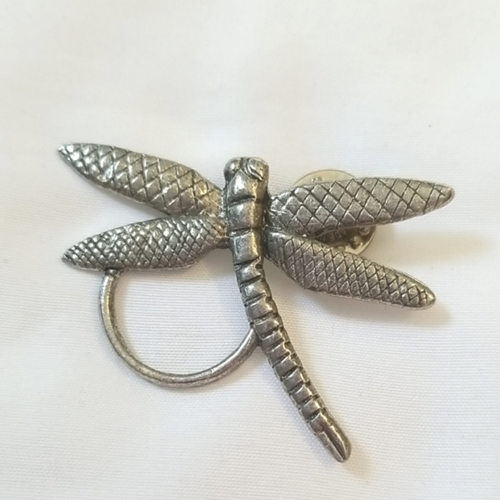 Pewter Dragonfly ID Badge Holder Pin